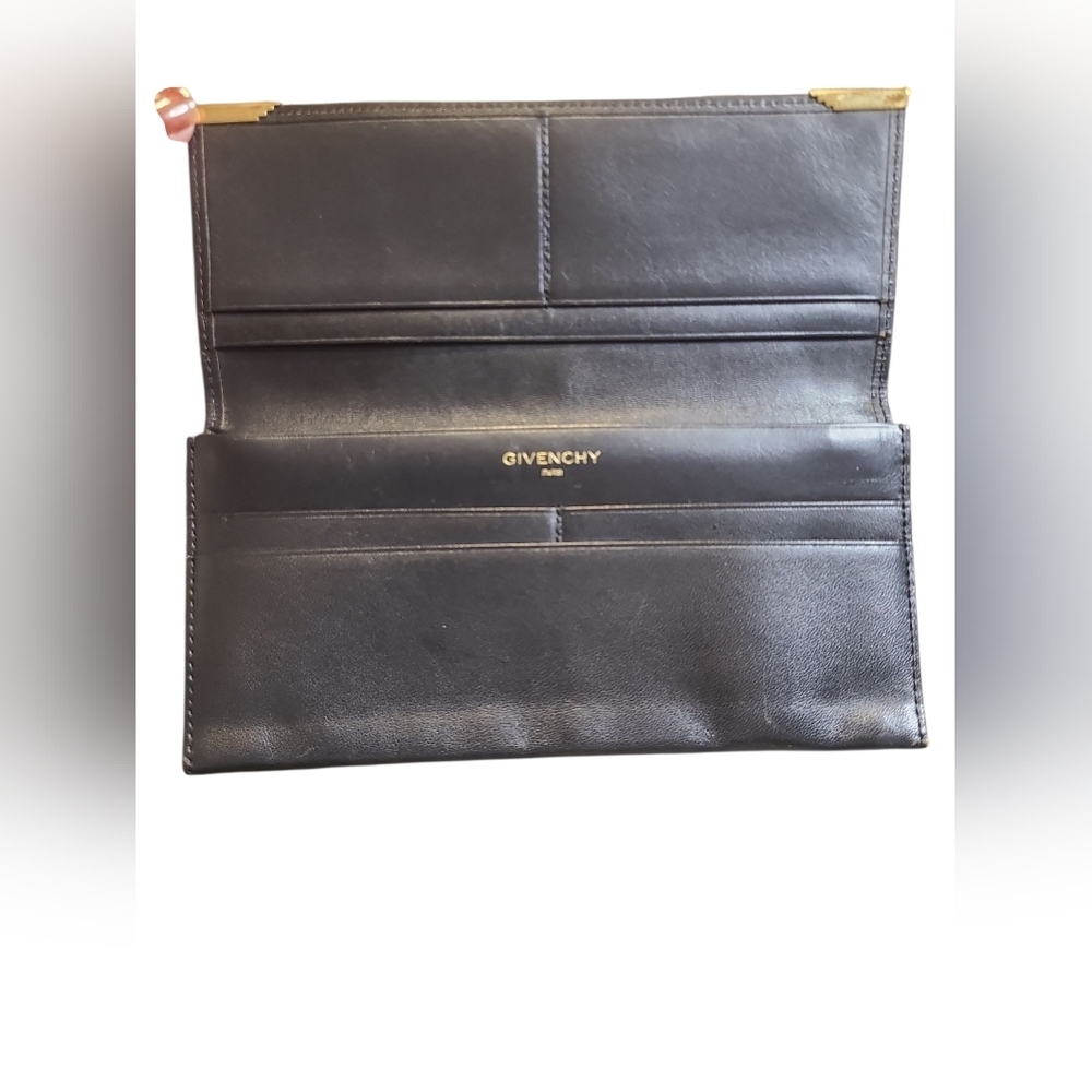 Givenchy Vintage Black Leather Long Wallet with Gold Accents - Picture 3 of 3